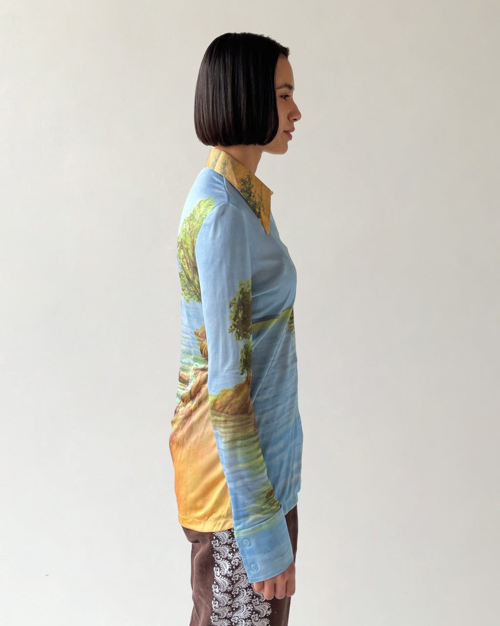 70's Printed Nylon Shirt