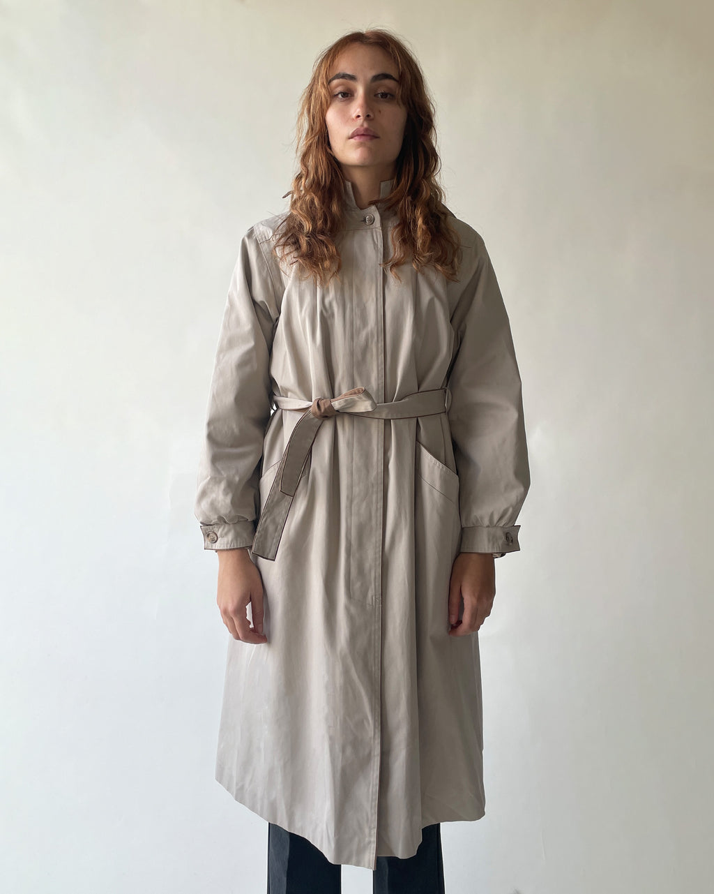Beige Hoodie Single Coat w/Lining
