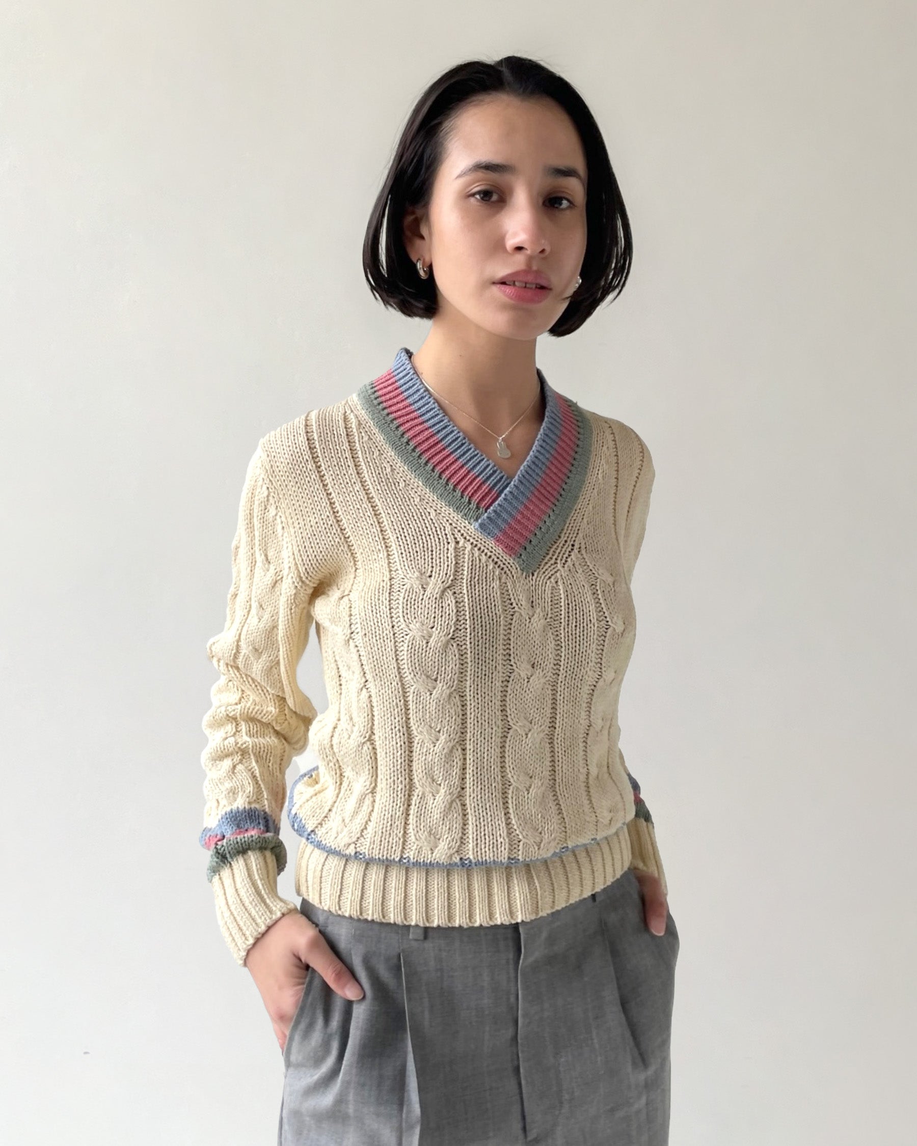 Cotton V-neck Sweater