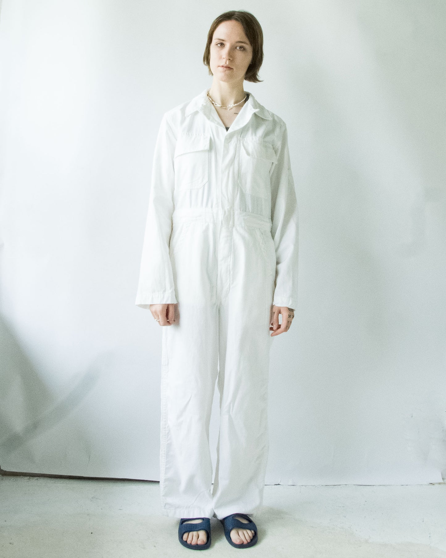 All White Cotton Jump Suit
