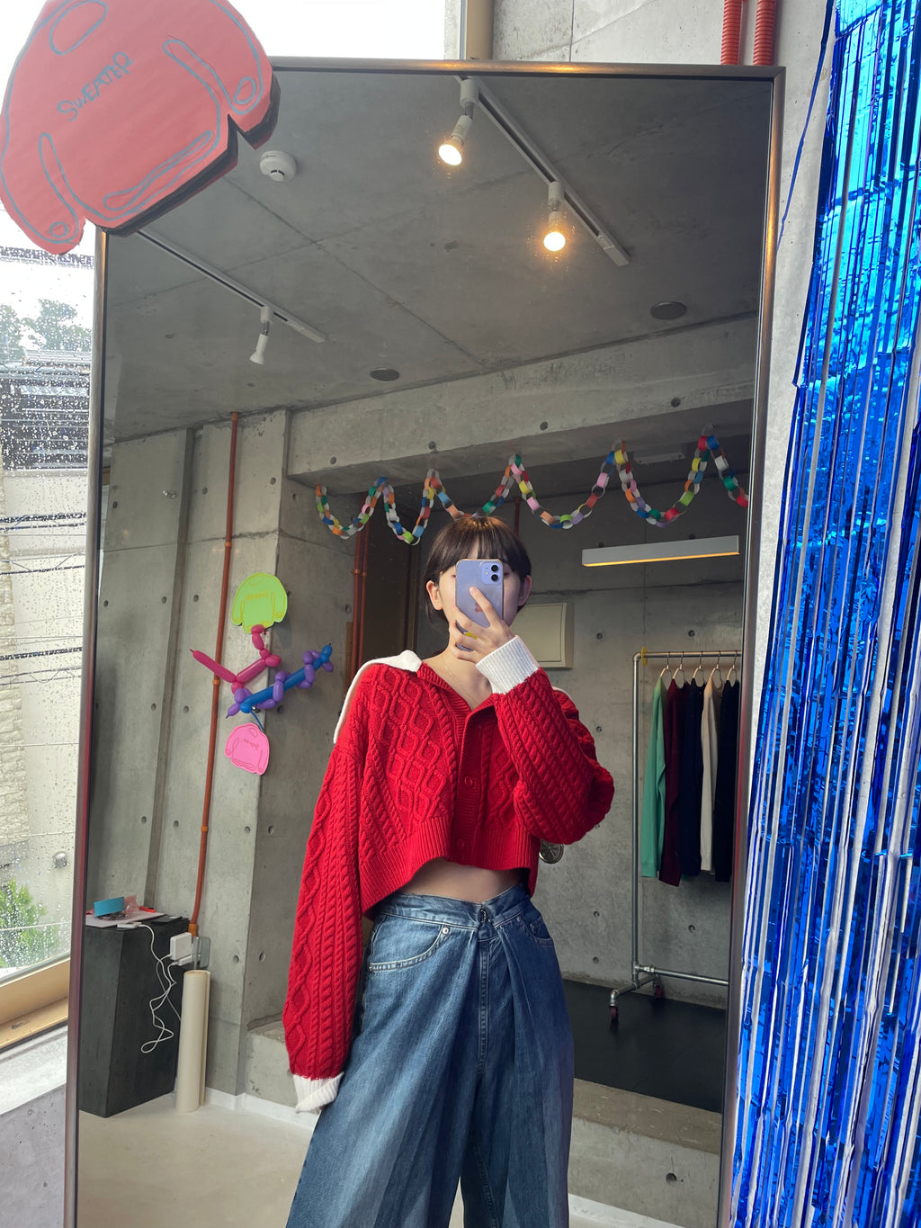 404 Cropped Cable Knit by RYE TENDER - Red × White
