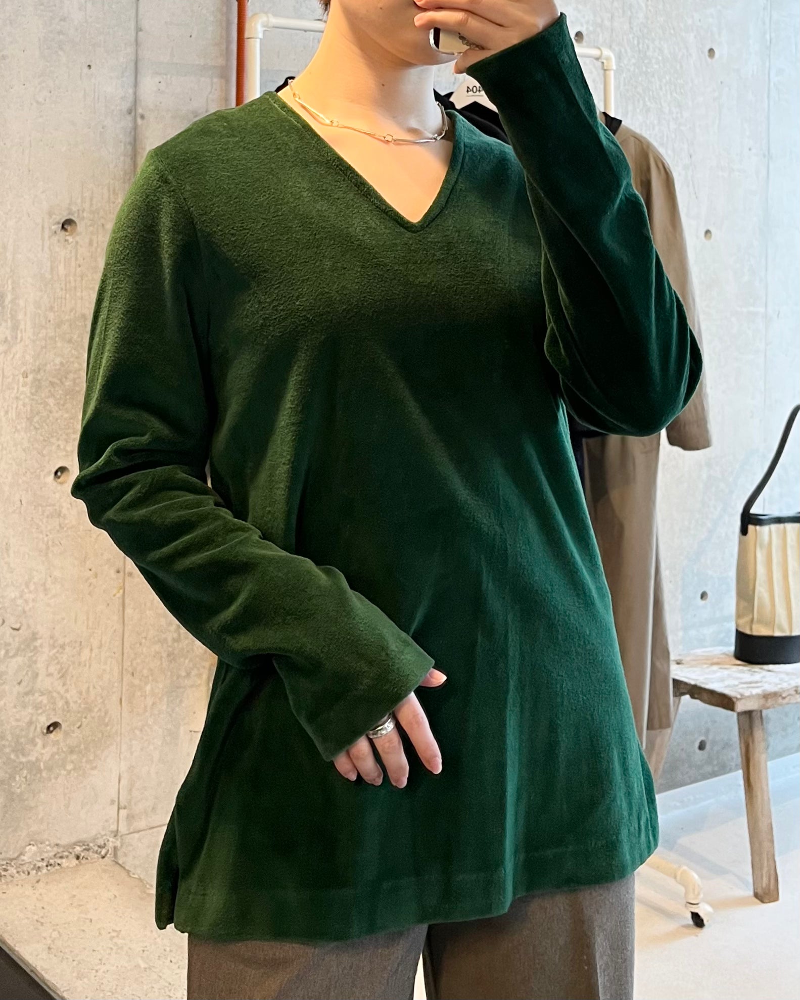 NOS "H BAR C" Velour V-Neck Top