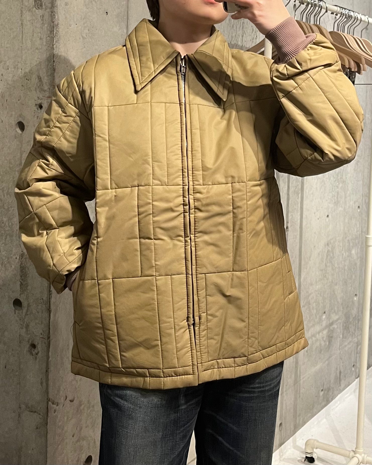 Nylon Quilting Jacket - Beige