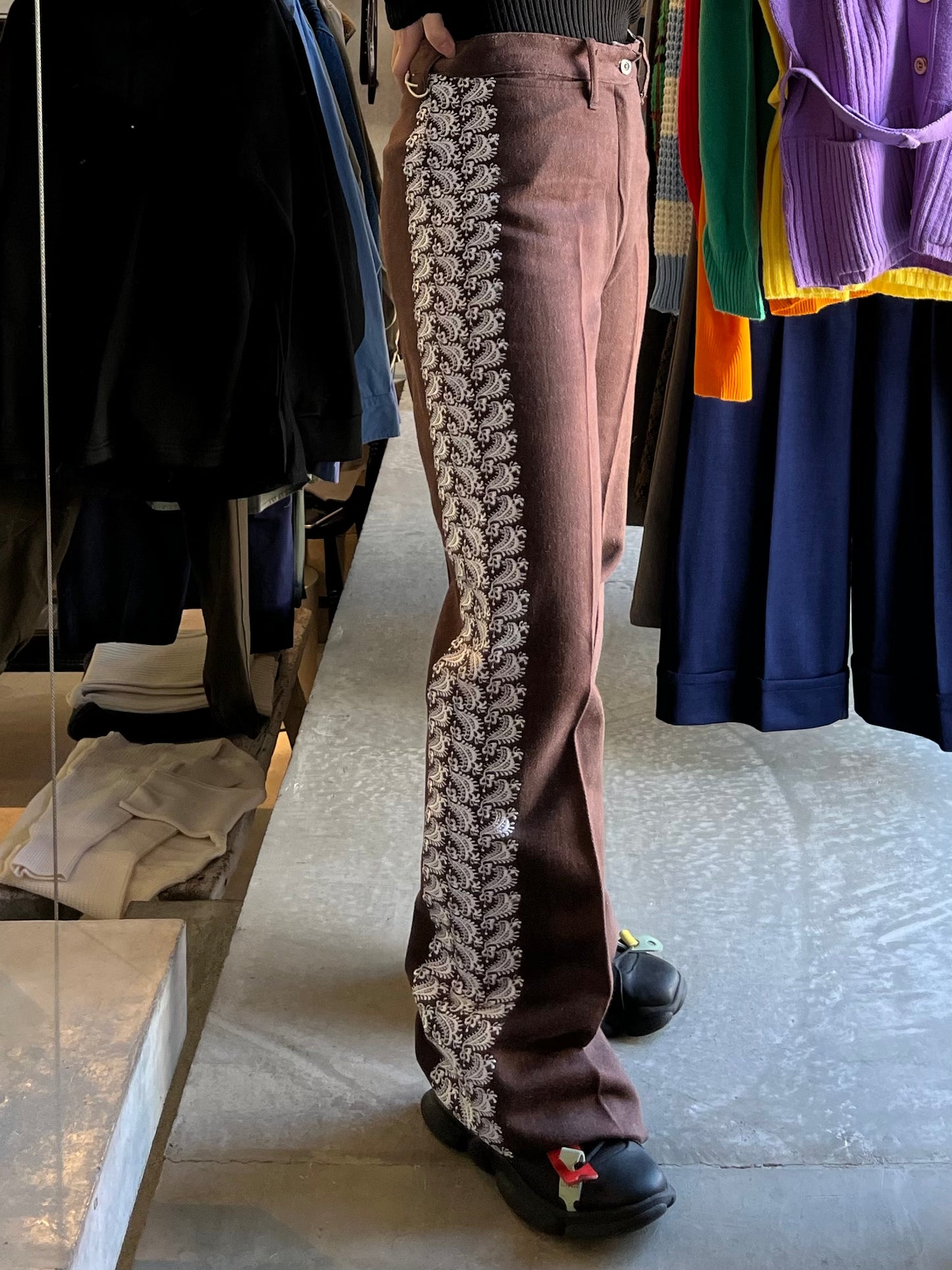 Embroidered Brown Pants