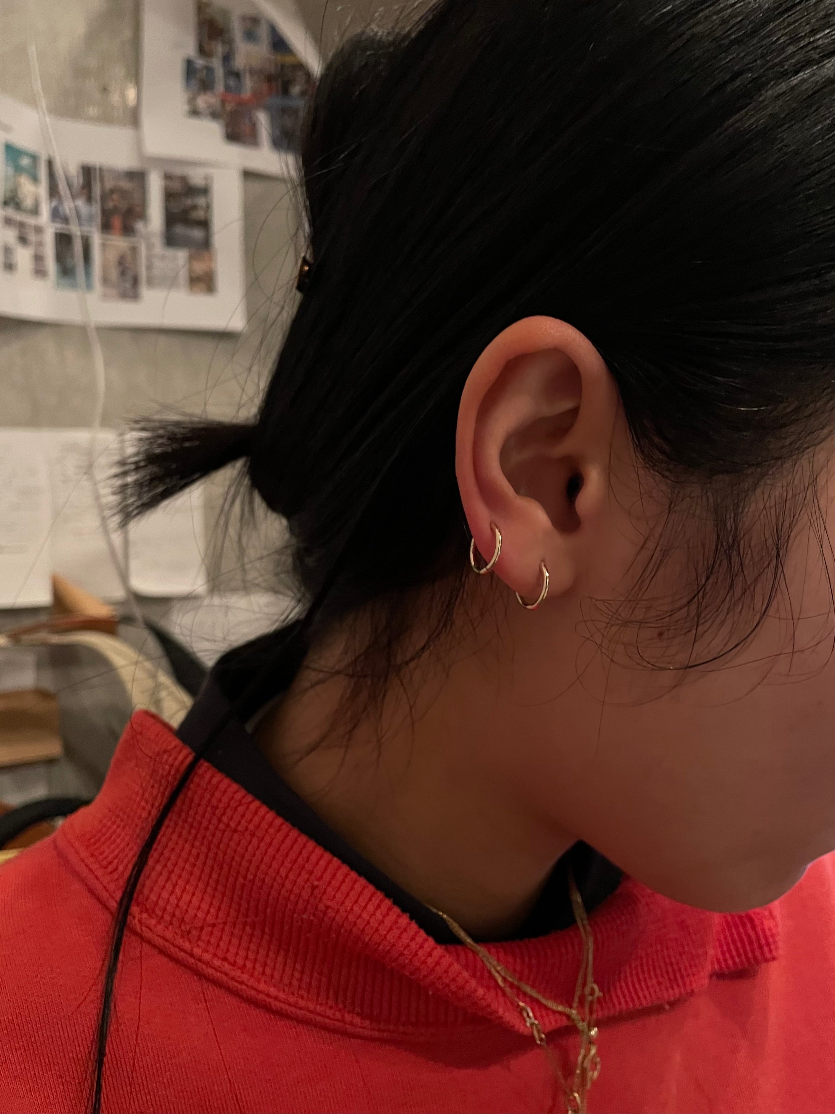14K Gold Simple Skinny Hoops - 10mm,12mm