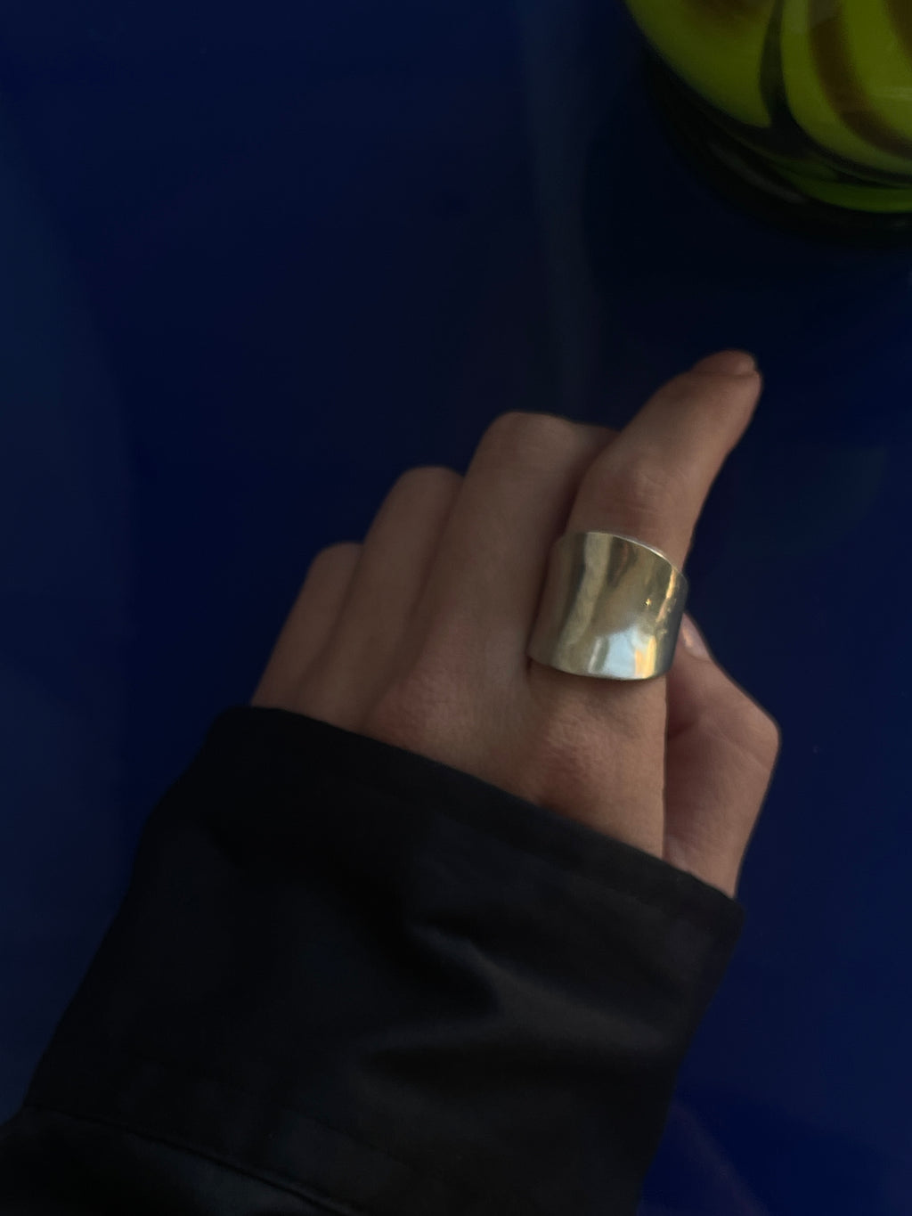 Face Curved Sterling Silver Ring