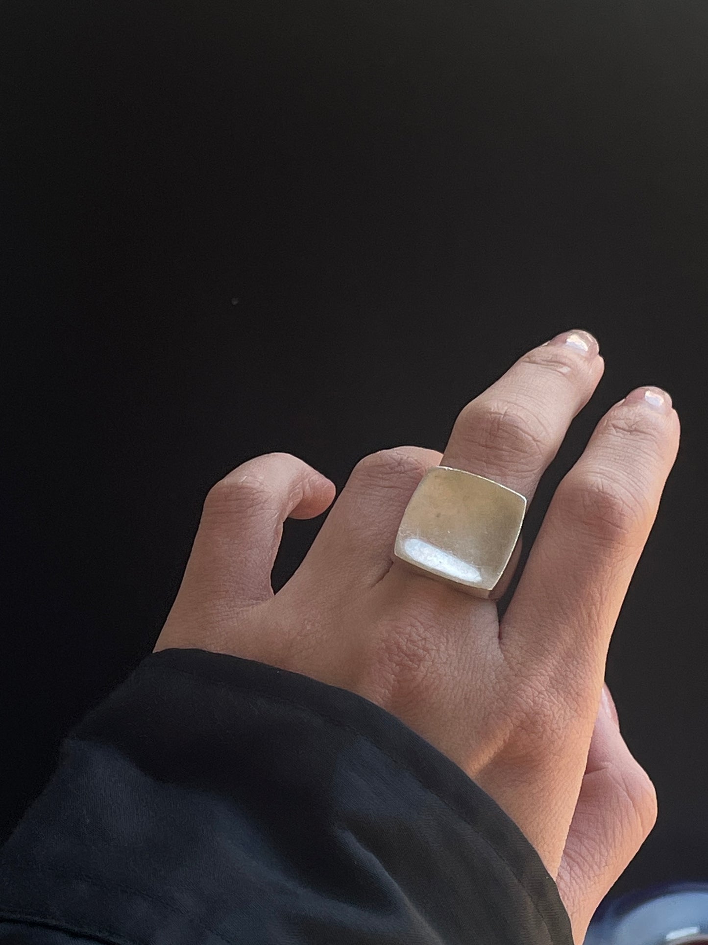 Silver Square Face Ring