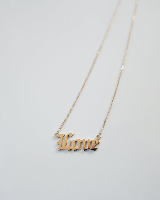 14k Gold "Old English - Love" Necklace