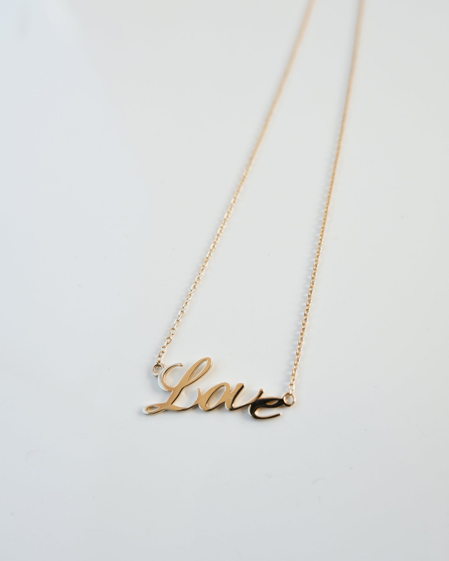 14k Gold "Hand Writing - Love" Necklace