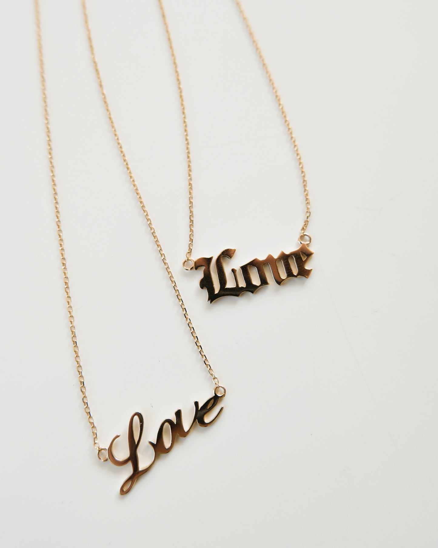 14k Gold "Old English - Love" Necklace