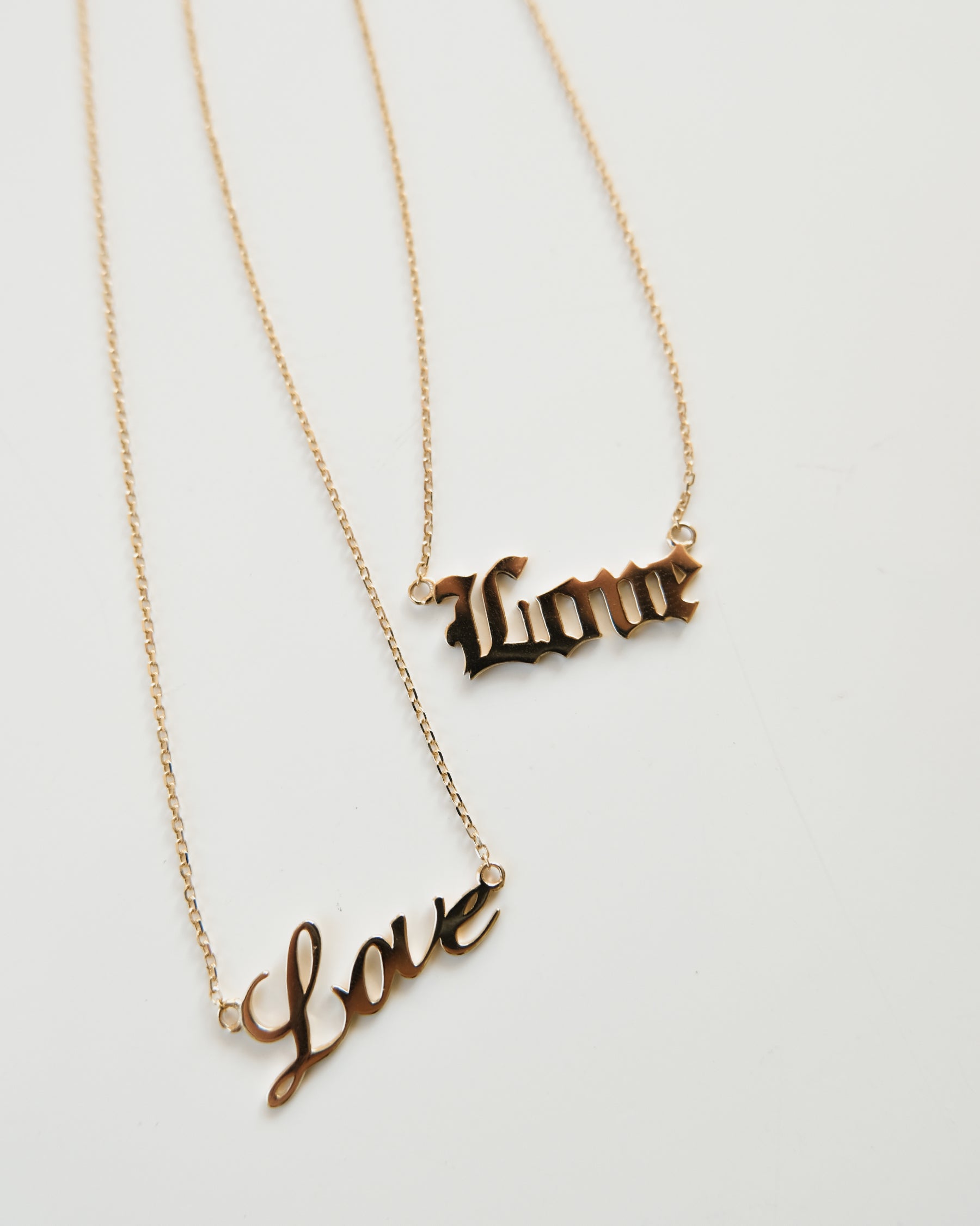 14k Gold "Hand Writing - Love" Necklace
