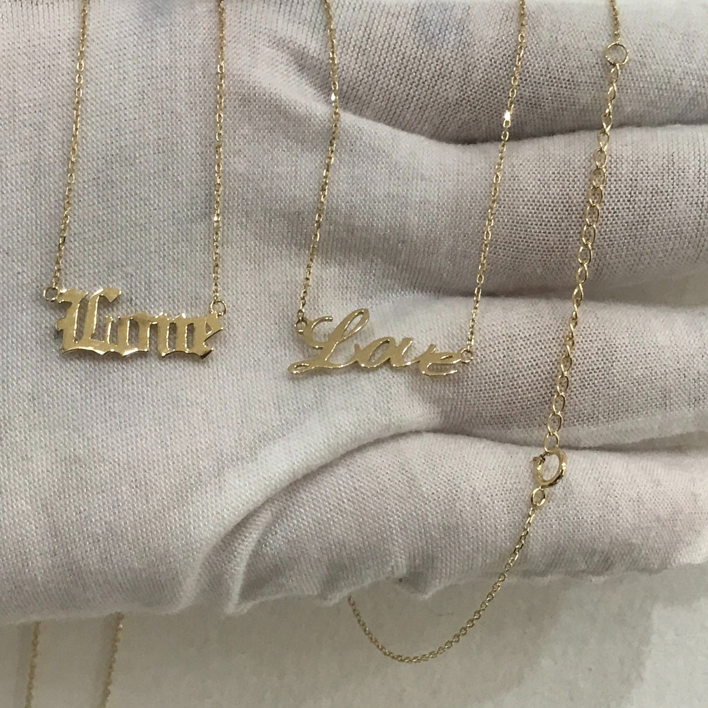 14k Gold "Old English - Love" Necklace