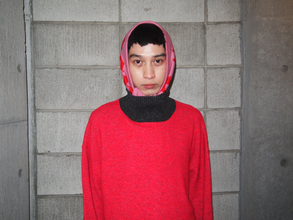 404 High Neck Bicolor Sweater by RYE TENDER - Pink×Charcoal