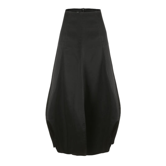 BLACK COCOON SHAPE SKIRT- ACETATE