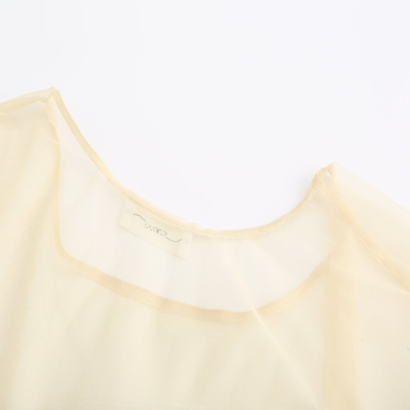 Yellow Long Sleeve Mesh Lounge Dress