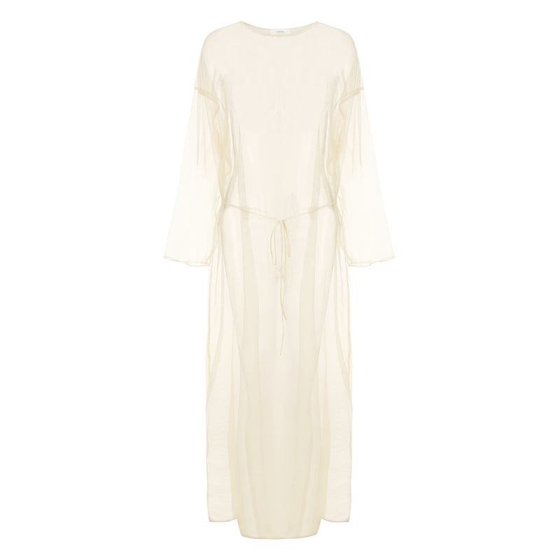 Yellow Long Sleeve Mesh Lounge Dress