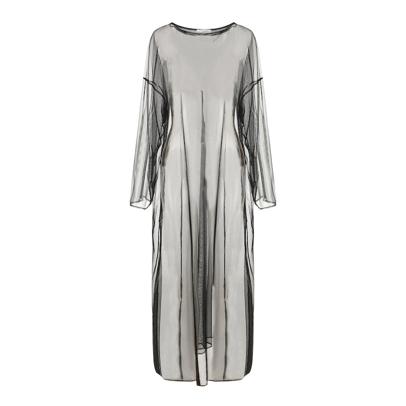 Navy Long Sleeve Mesh Lounge Dress