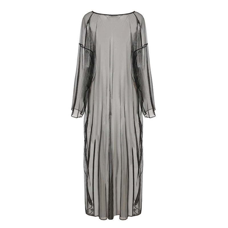 Navy Long Sleeve Mesh Lounge Dress