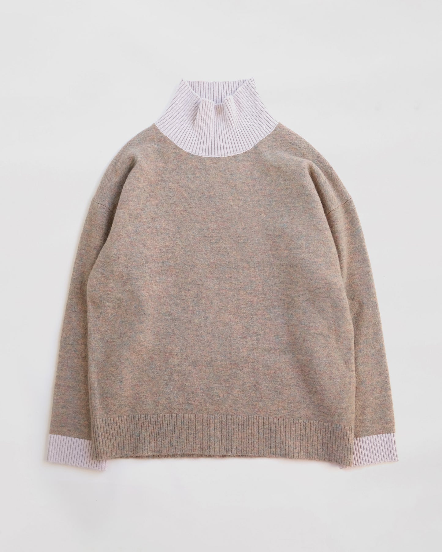 404 High Neck Bicolor Sweater by RYE TENDER - Beige×Off White