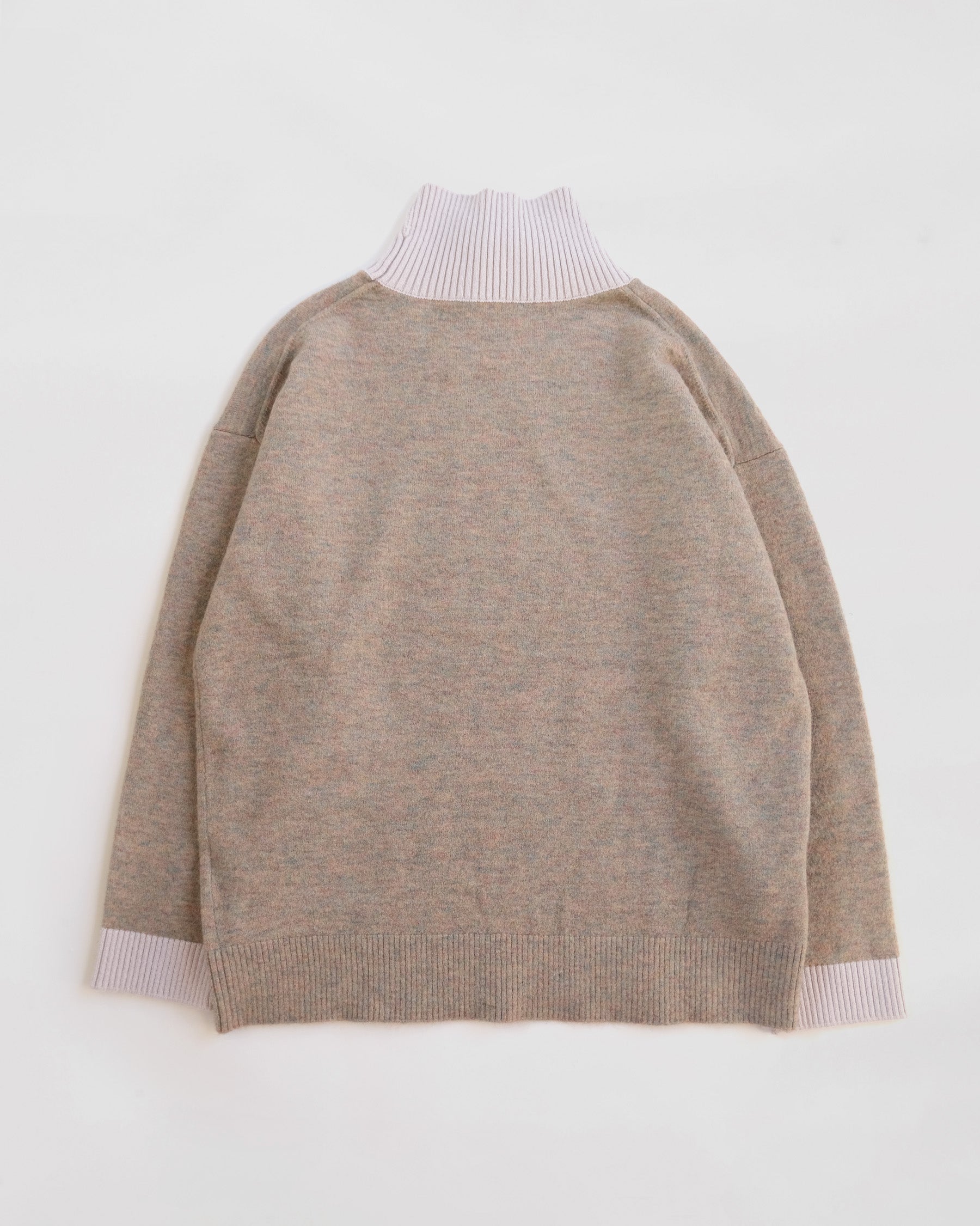 404 High Neck Bicolor Sweater by RYE TENDER - Beige×Off White