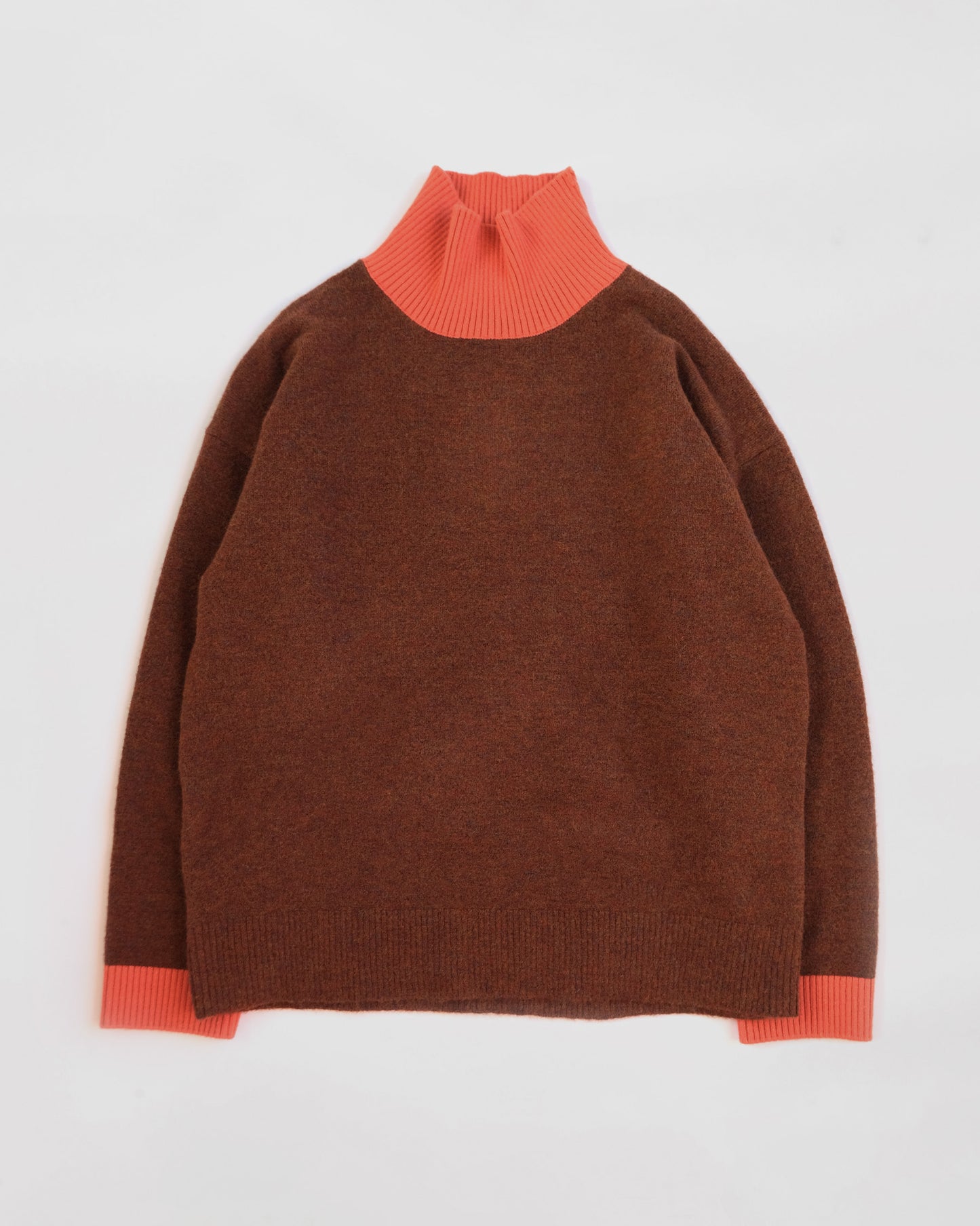 404 High Neck Bicolor Sweater by RYE TENDER - Brown×Orange