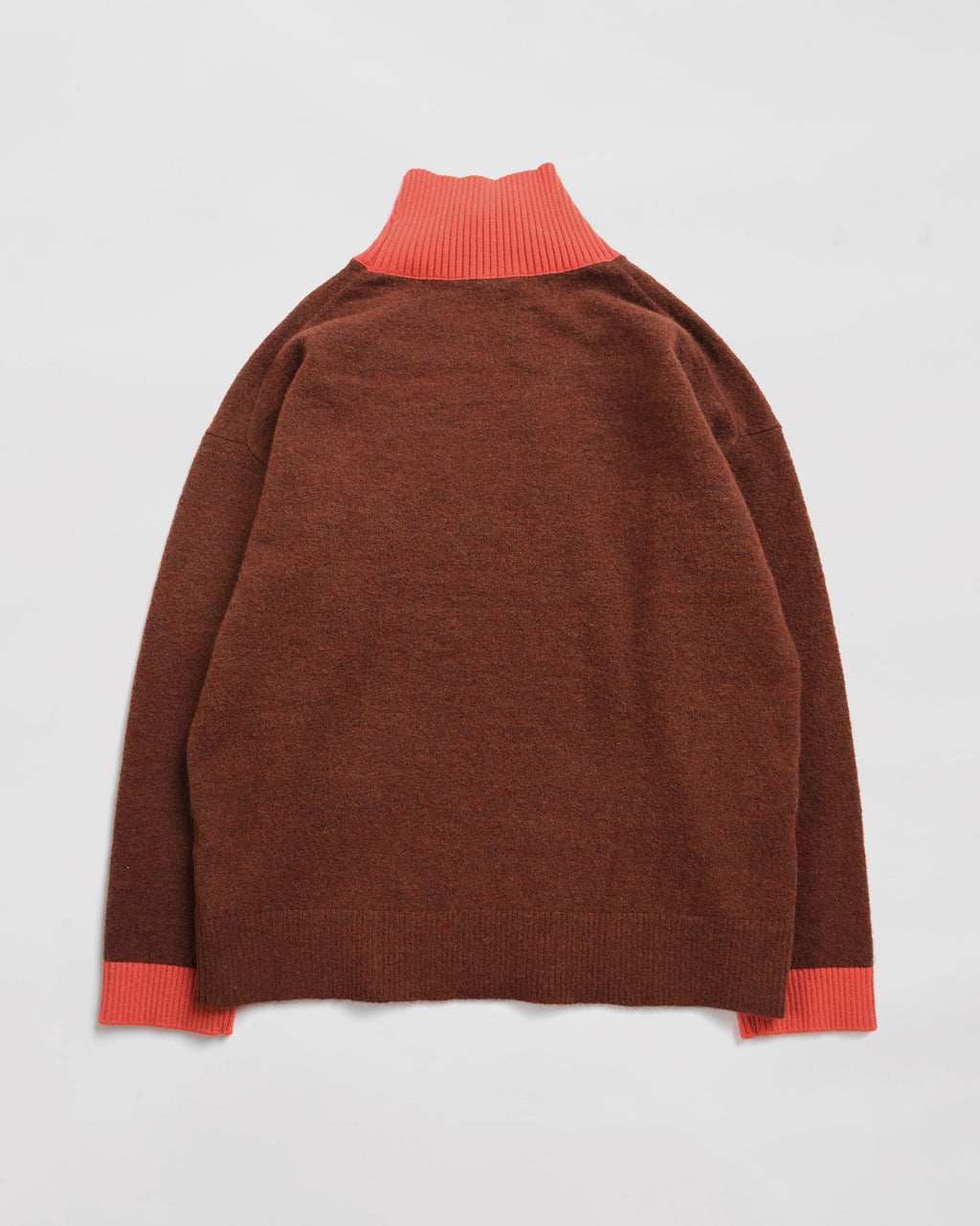 404 High Neck Bicolor Sweater by RYE TENDER - Brown×Orange
