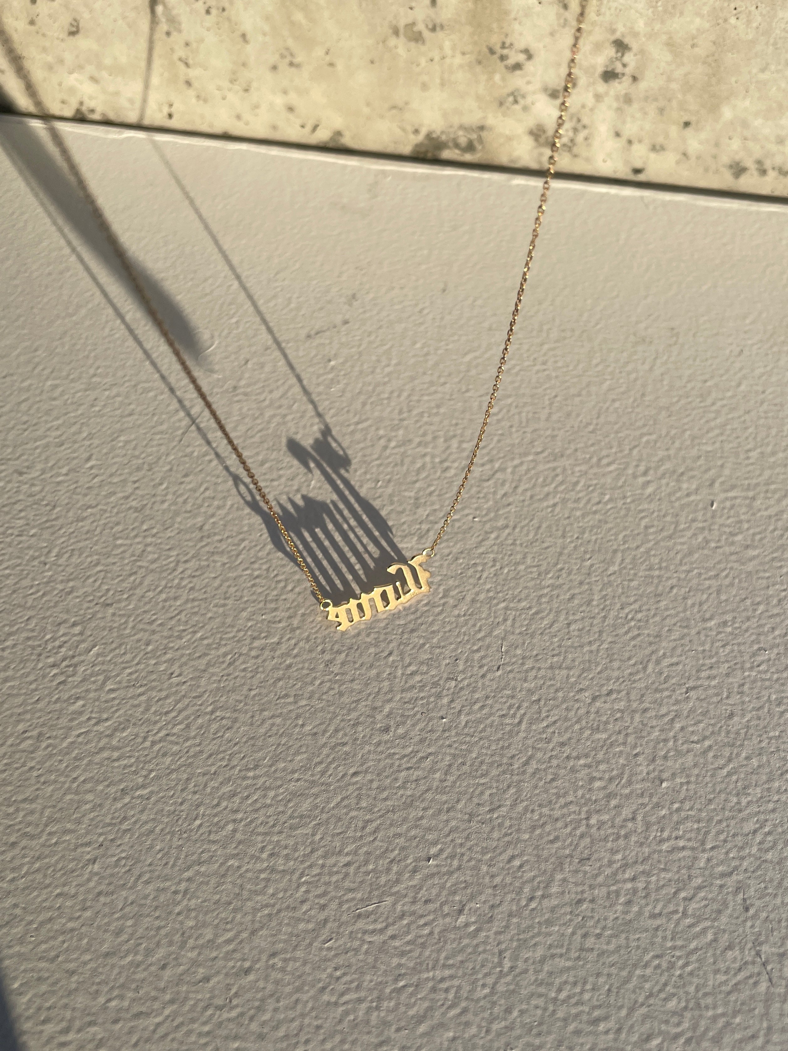 14k Gold "Old English - Love" Necklace