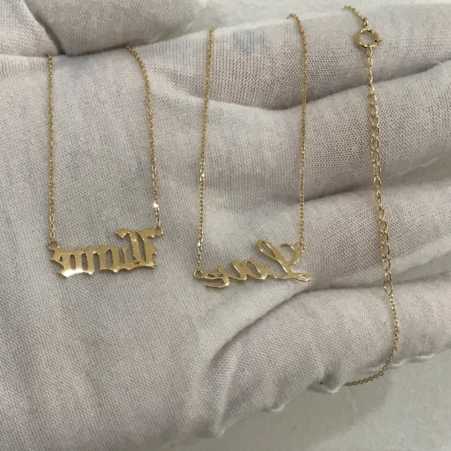 14k Gold "Old English - Love" Necklace