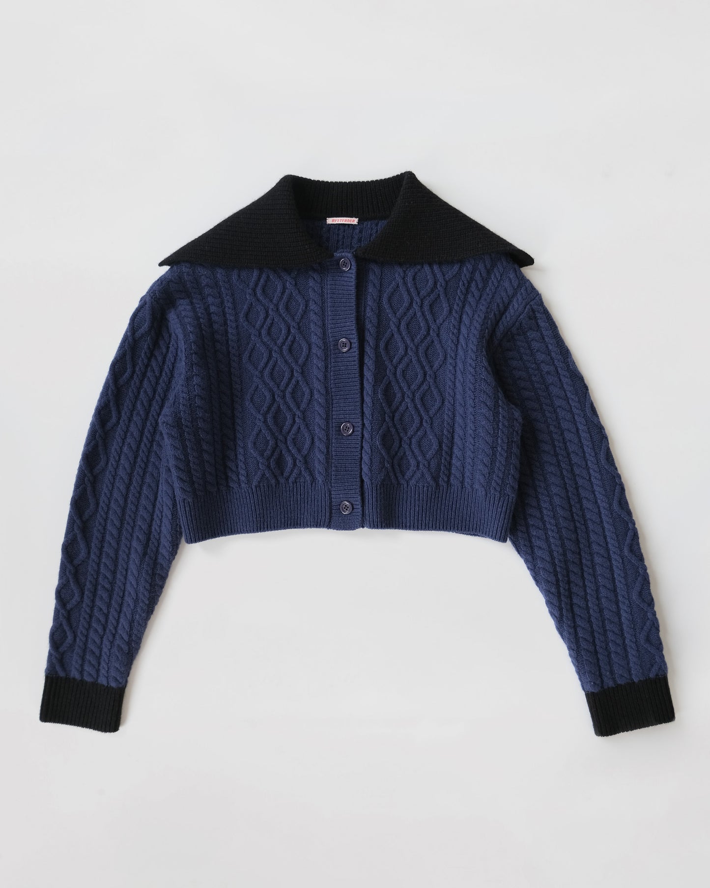 404 Cropped Cable Knit by RYE TENDER - Navy × Black