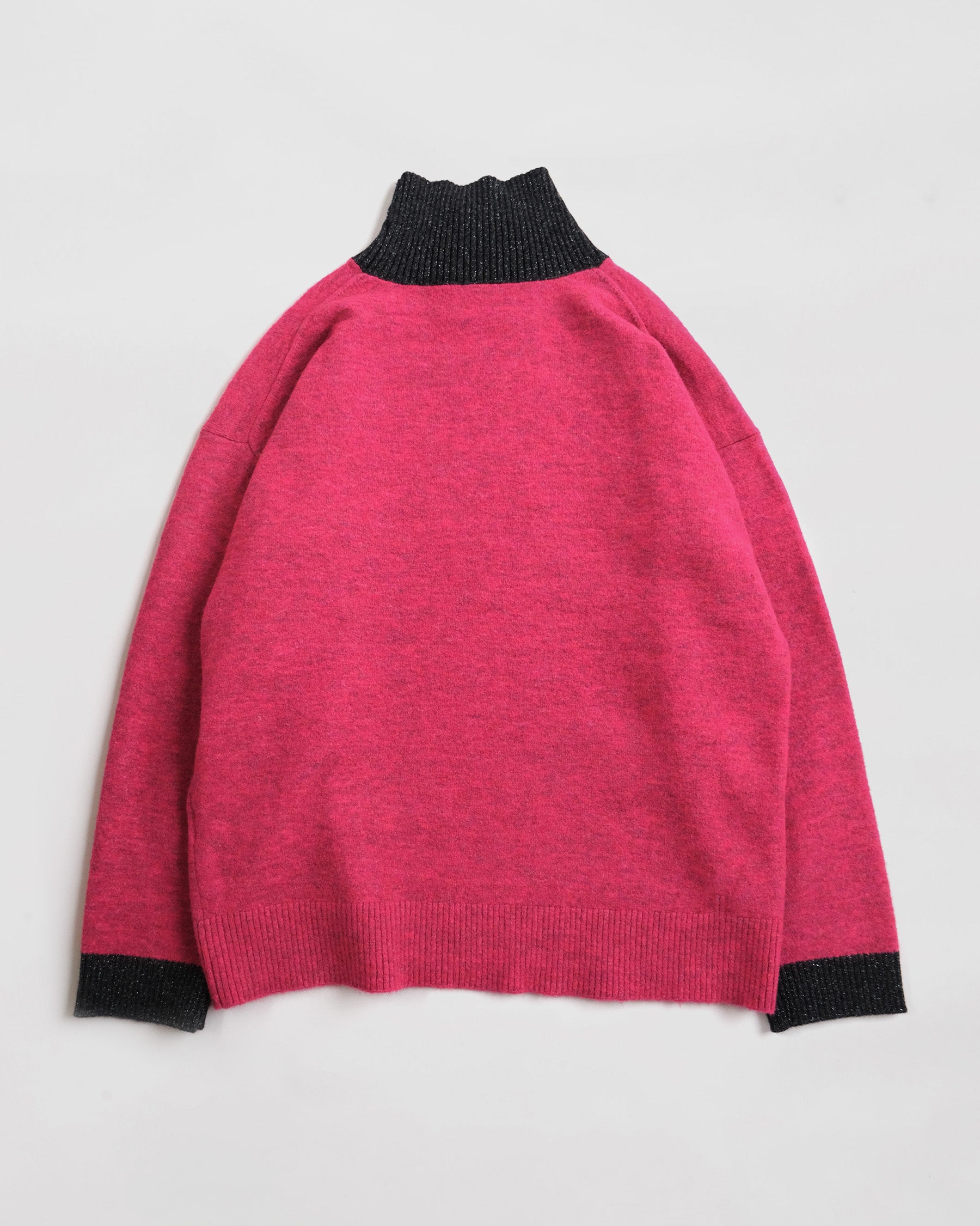 404 High Neck Bicolor Sweater by RYE TENDER - Pink×Charcoal