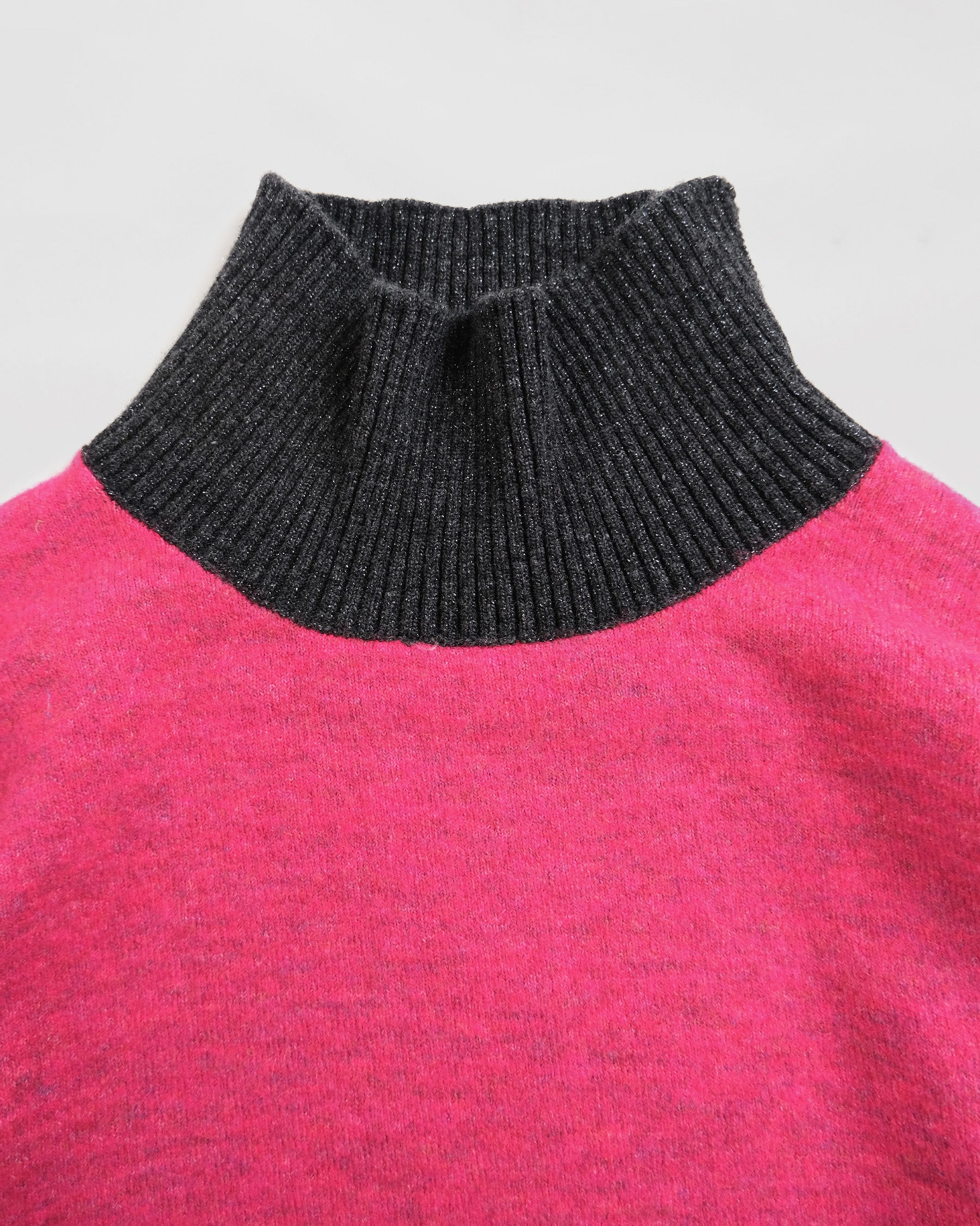404 High Neck Bicolor Sweater by RYE TENDER - Pink×Charcoal