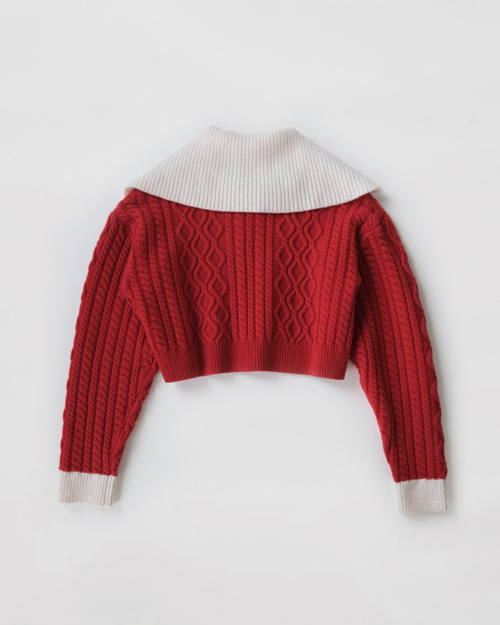 404 Cropped Cable Knit by RYE TENDER - Red × White