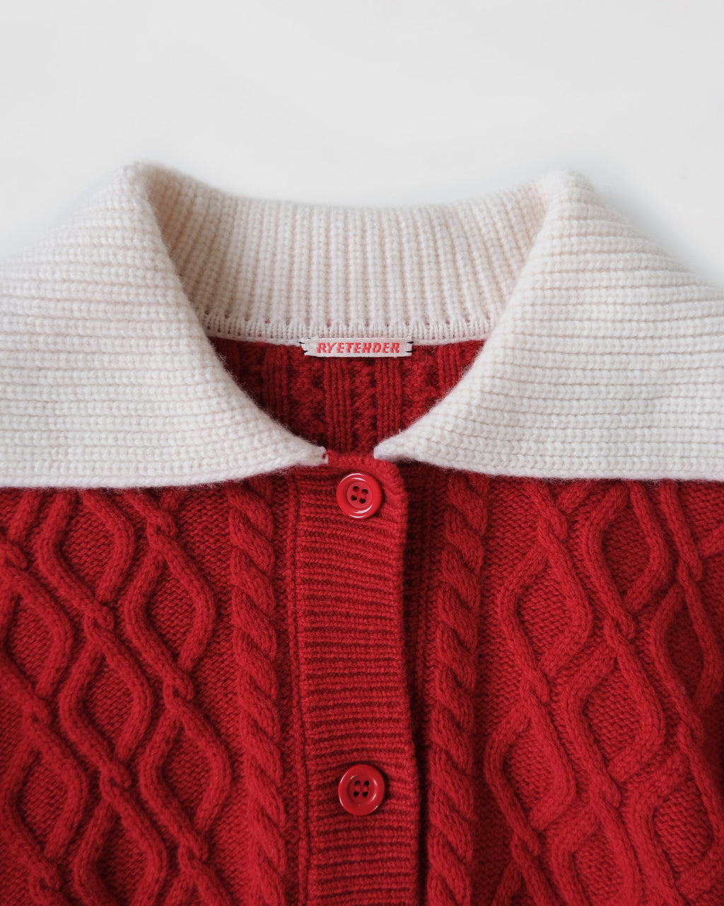 404 Cropped Cable Knit by RYE TENDER - Red × White