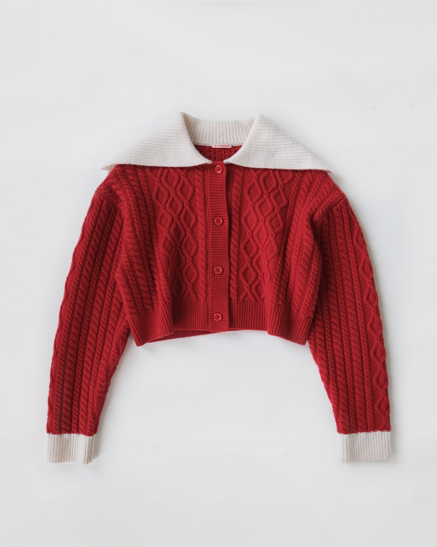 404 Cropped Cable Knit by RYE TENDER - Red × White
