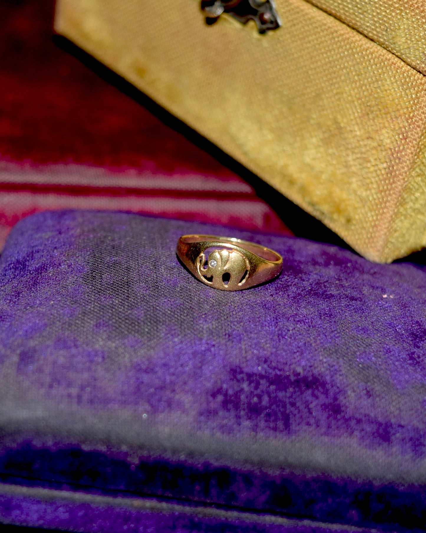 14k Gold Ring x Elephant with Diamond -11号