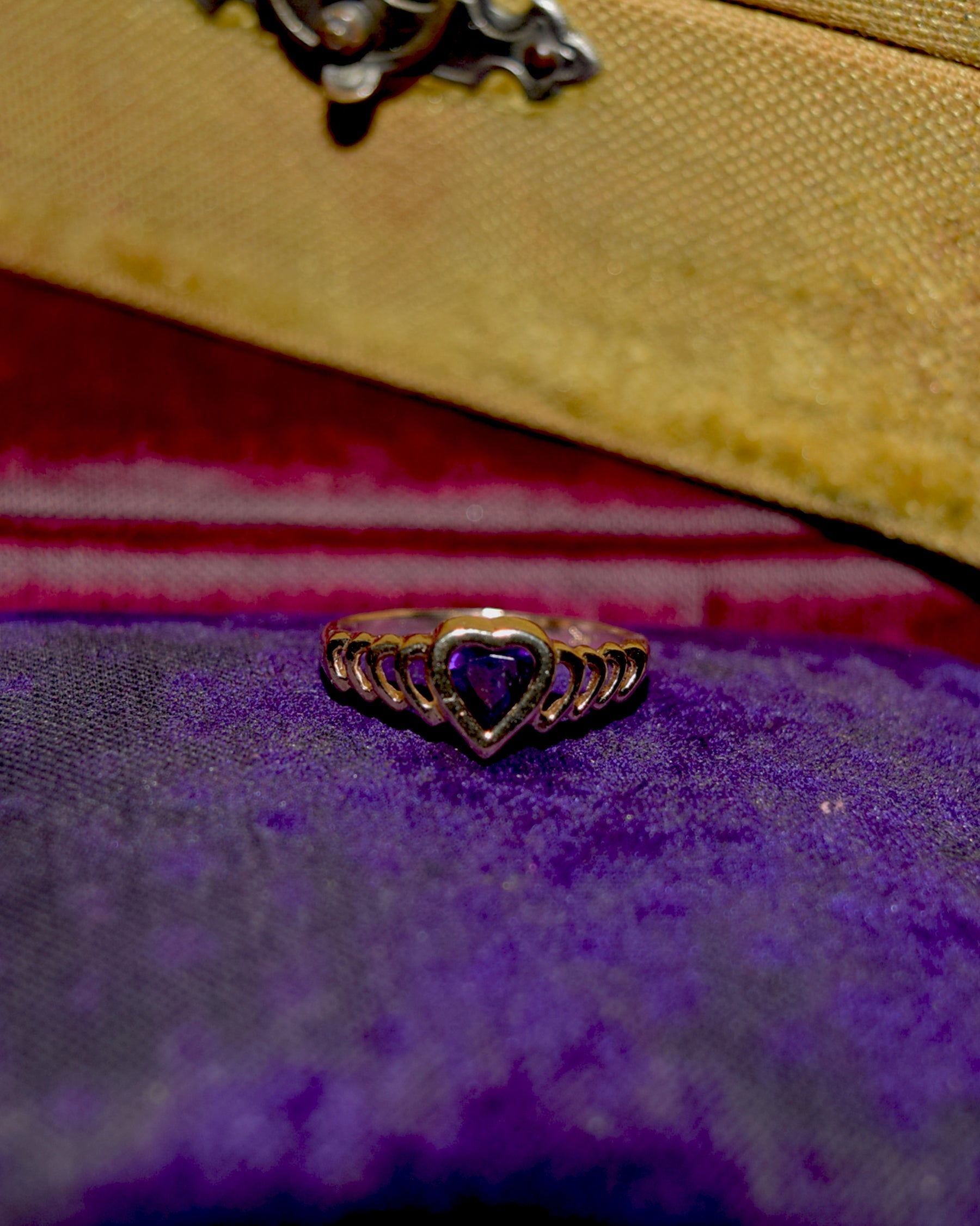 14k Gold Heart Ring × Amethyst Ring - 12.5号