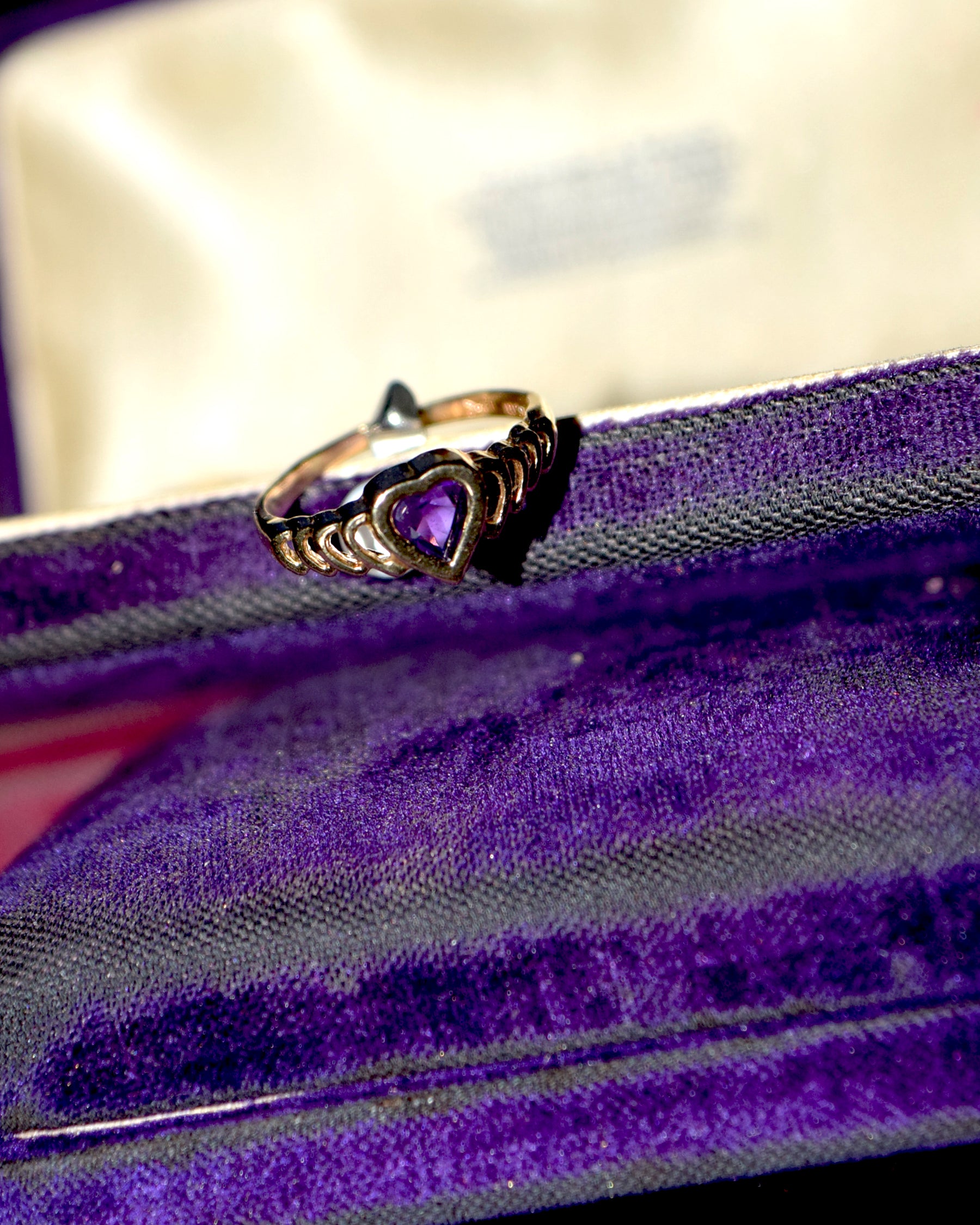14k Gold Heart Ring × Amethyst Ring - 12.5号