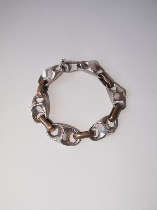 Silver x Brass Linked Bracelet Made in Mexico